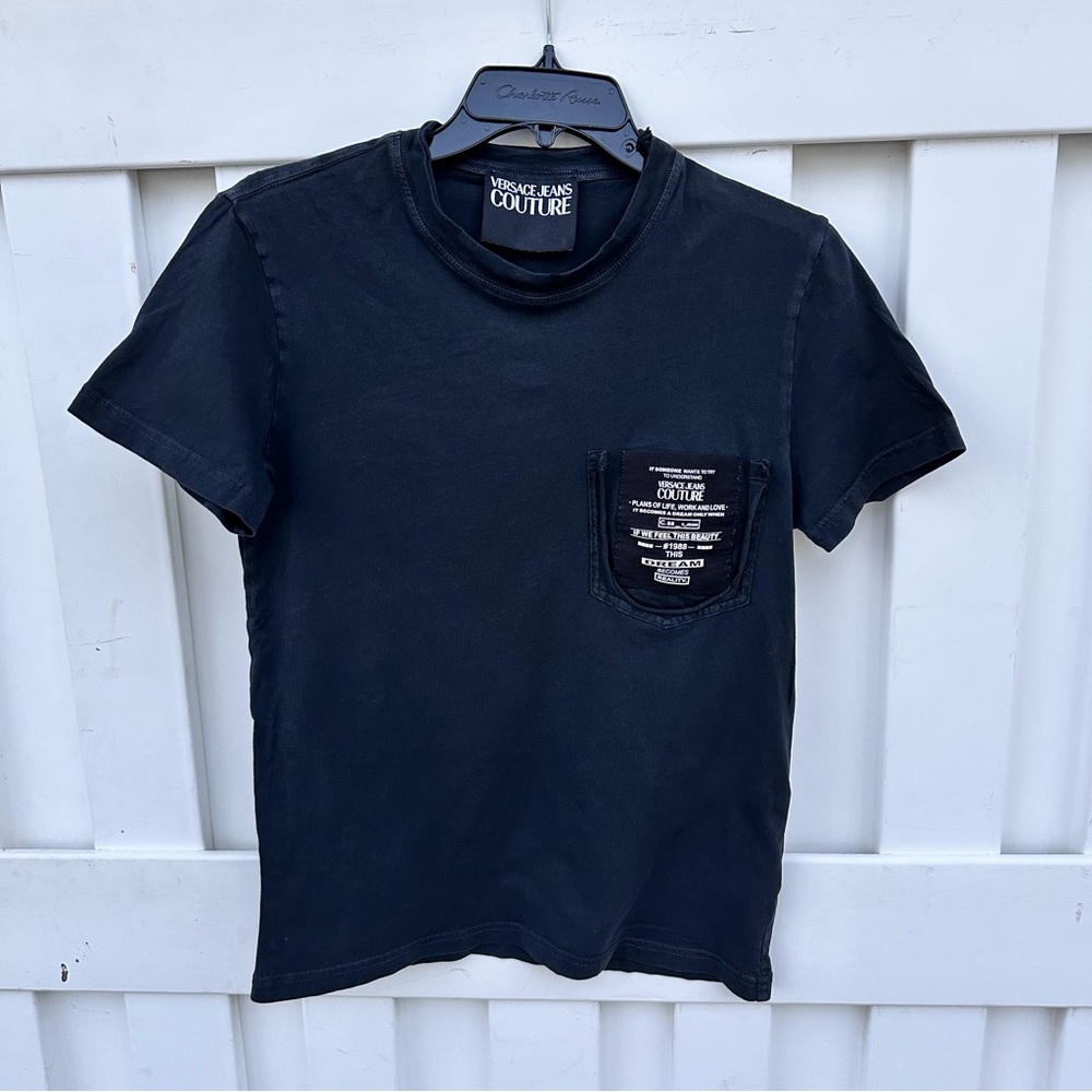 Versace Jeans Couture Crew Neck T-shirt Tee with Pocket Print Detail